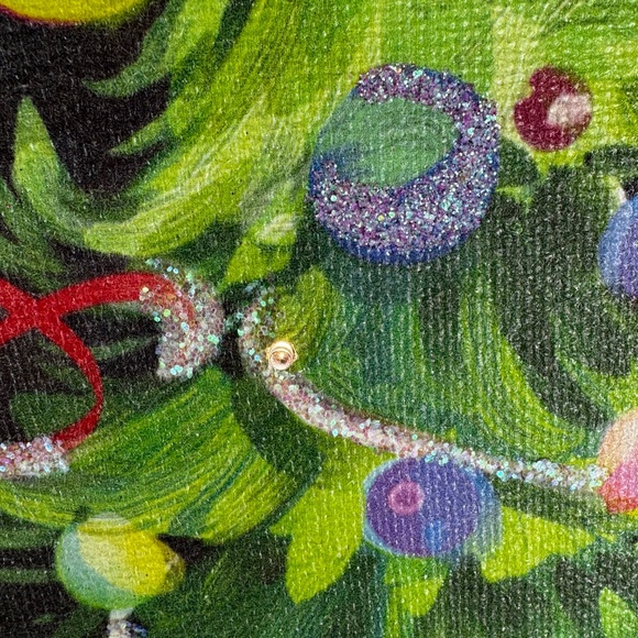 Collectible Rare Pier 1 Imports Christmas Tree Lighted Glitter Canvas Holiday - Picture 2 of 12